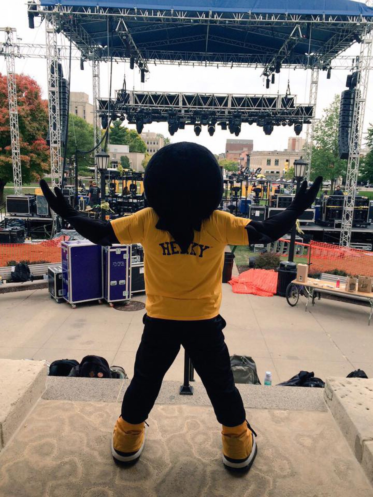 Herky on stage
