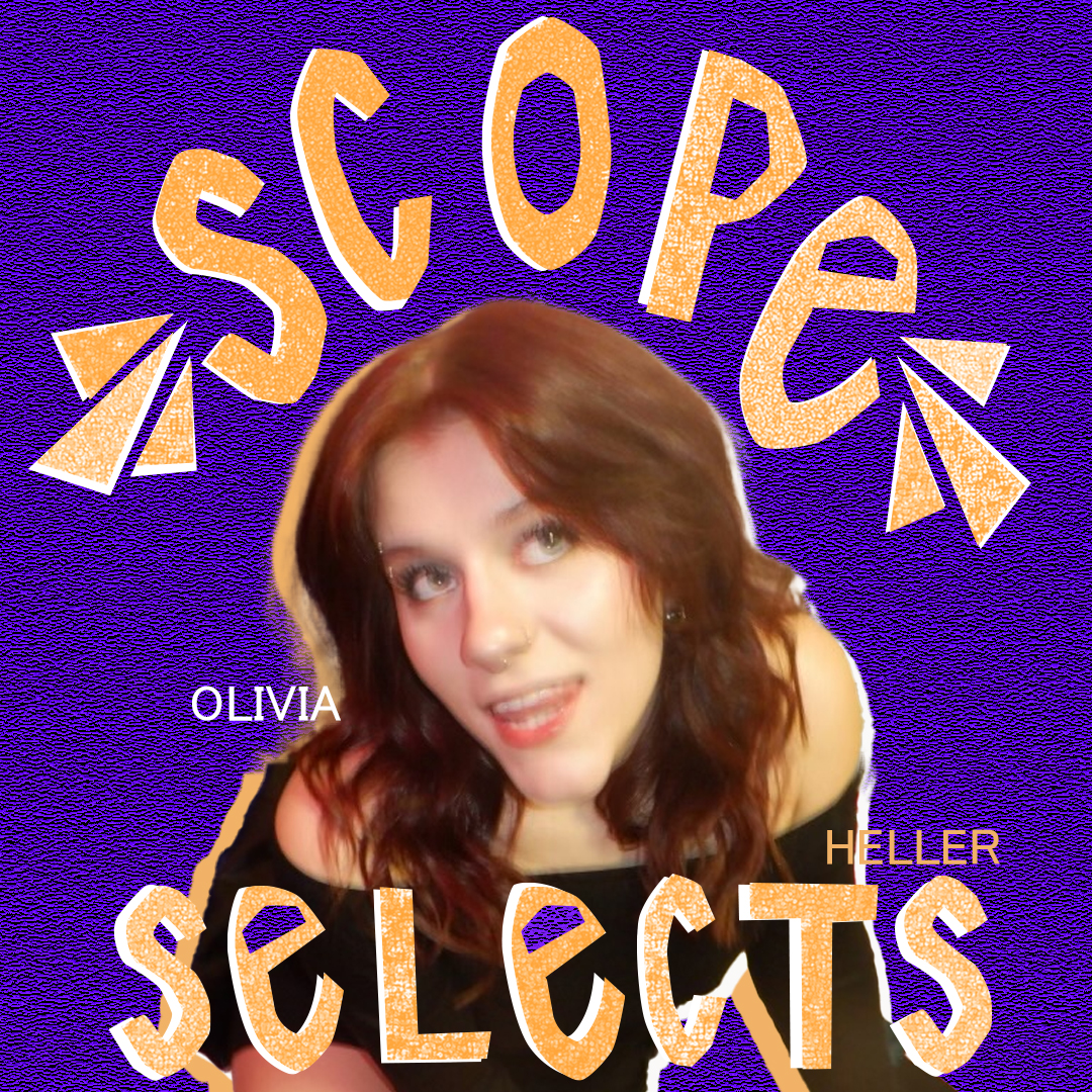 scope selects olivia heller, blue background, orange text