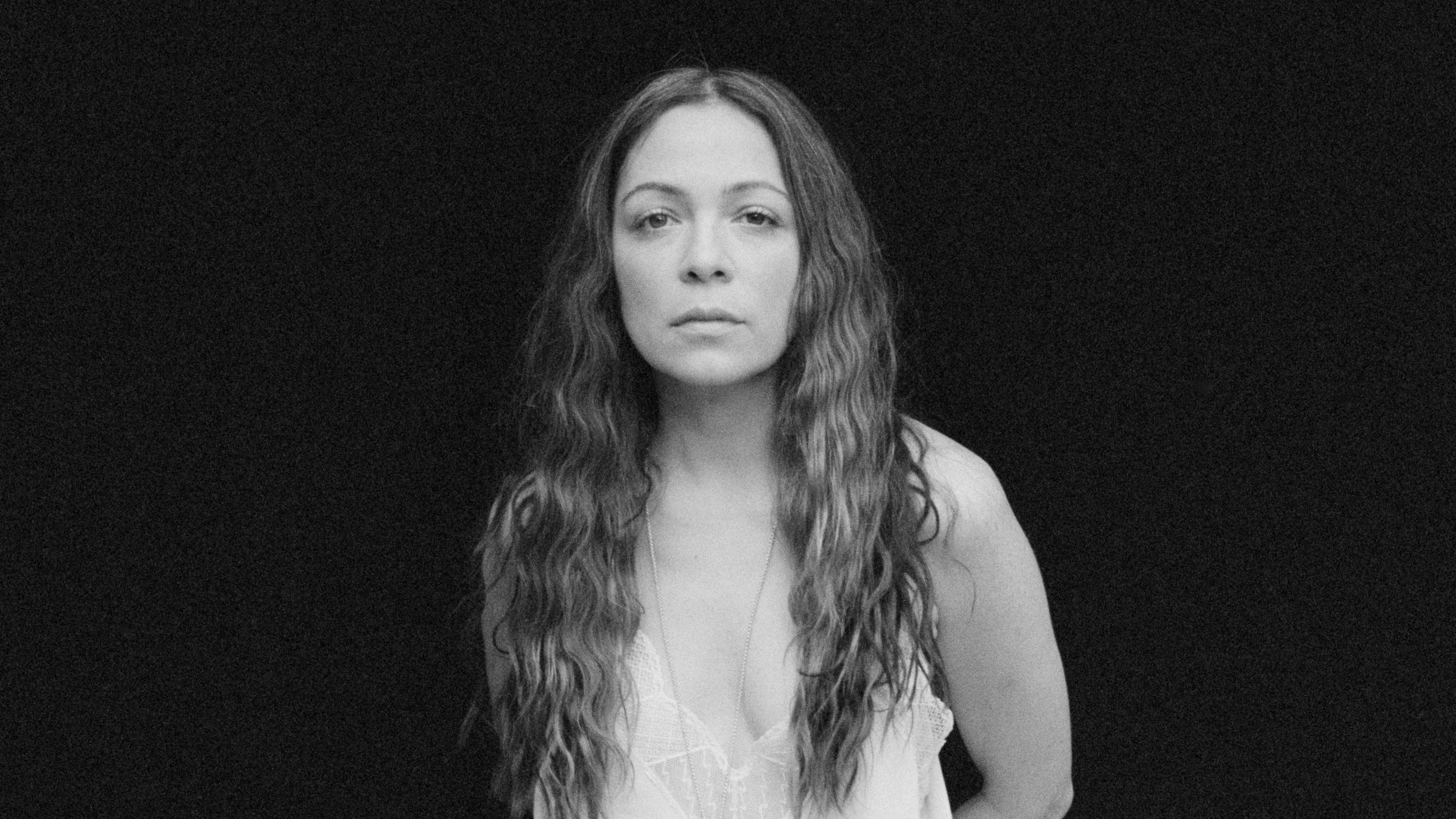 black and white photograph of Natalie Lafourcade