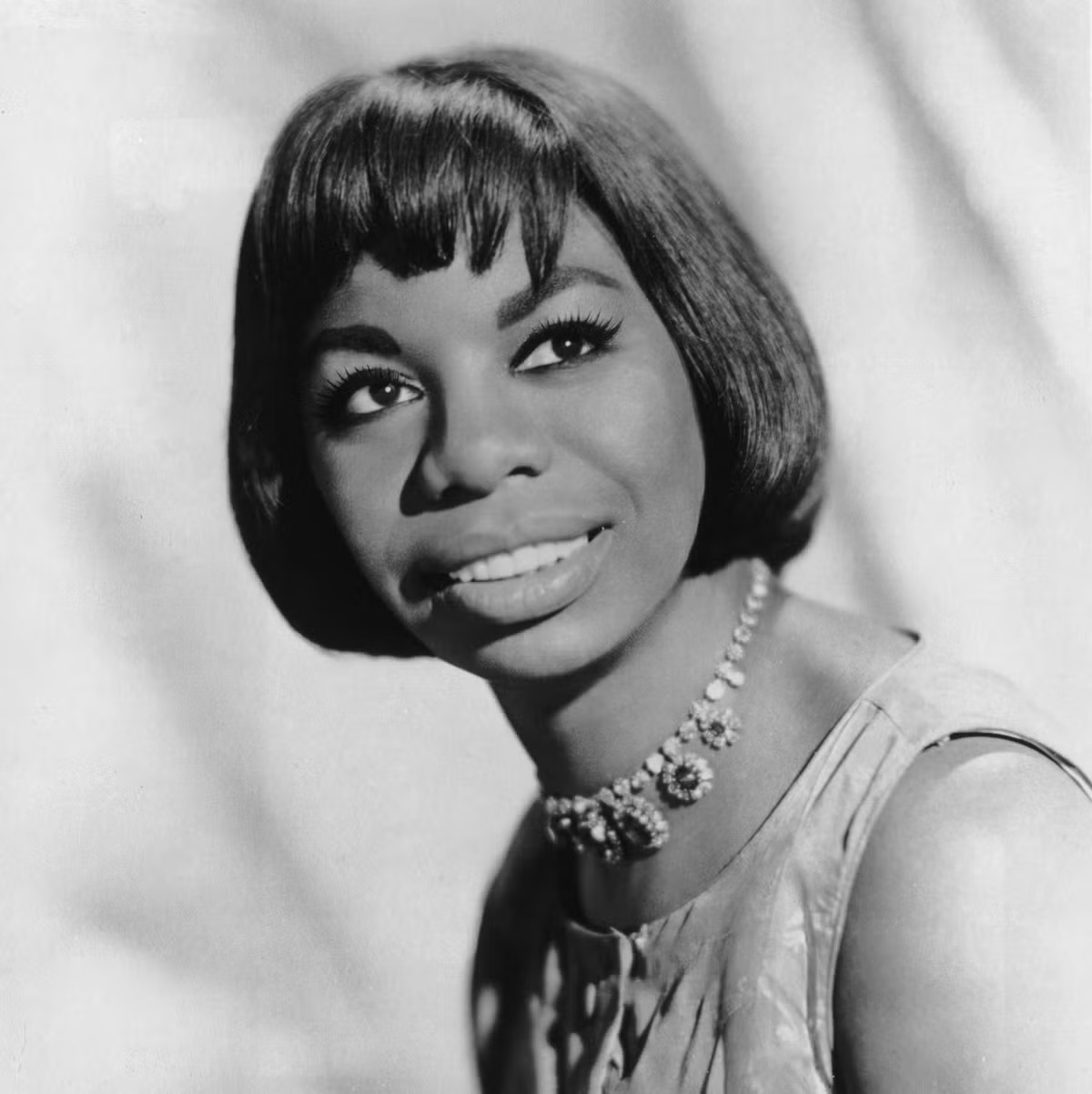 Black and white portrait of Nina Simone