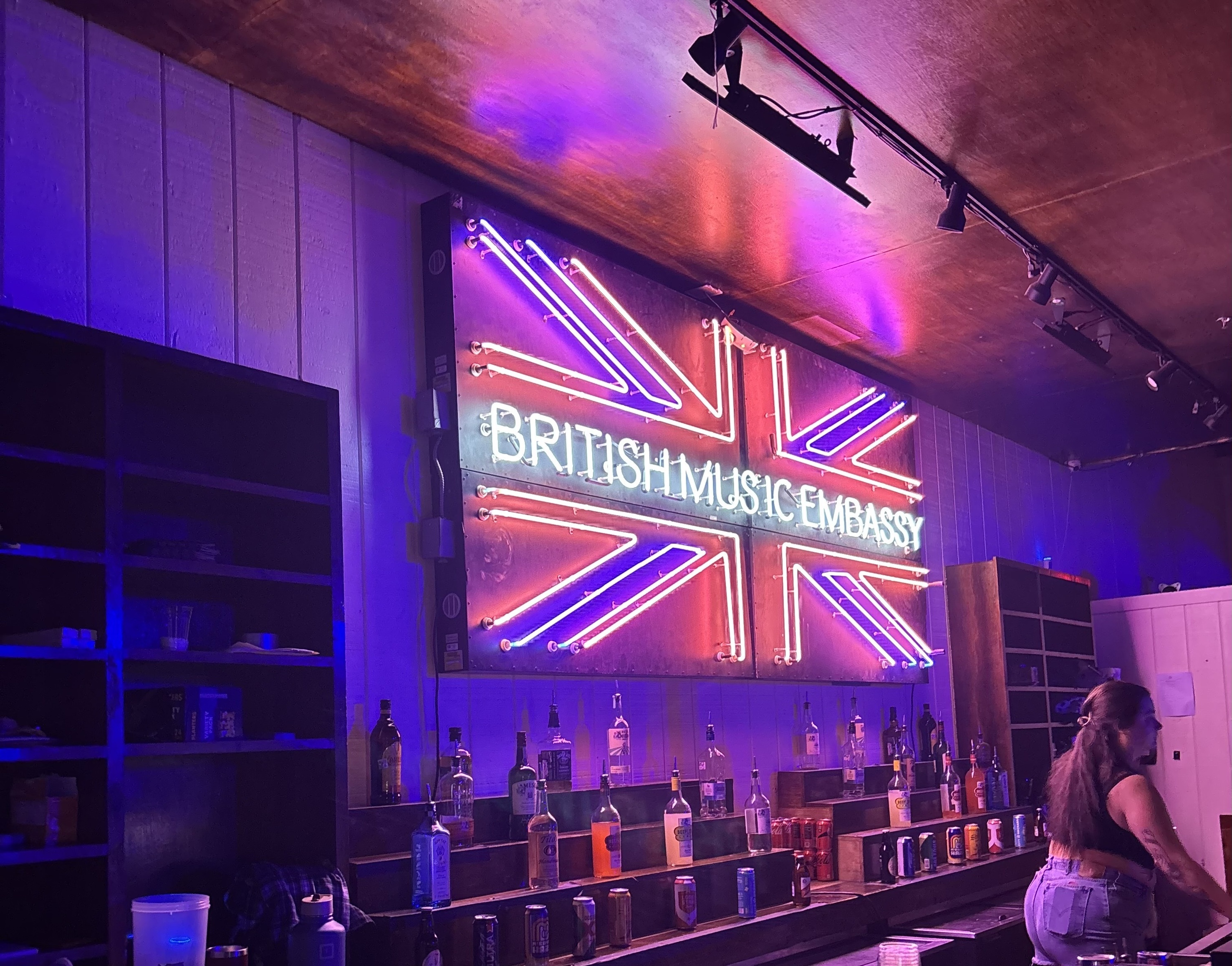 The backdrop of the British Music Embassy in Austin, TX