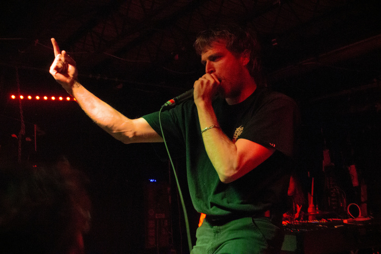 Lead singer of Lip Critic on stage