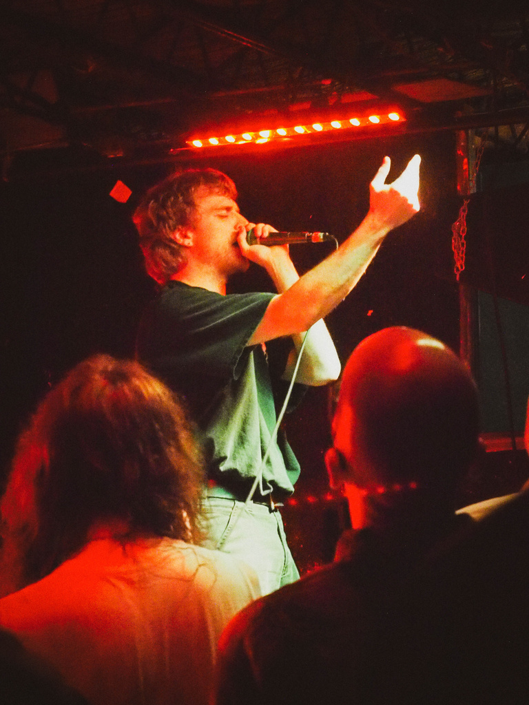 Lead singer of Lip Critic on stage