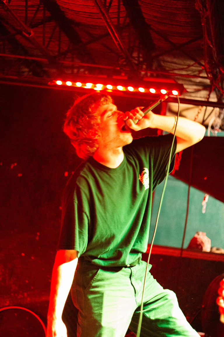 Lead singer of Lip Critic on stage
