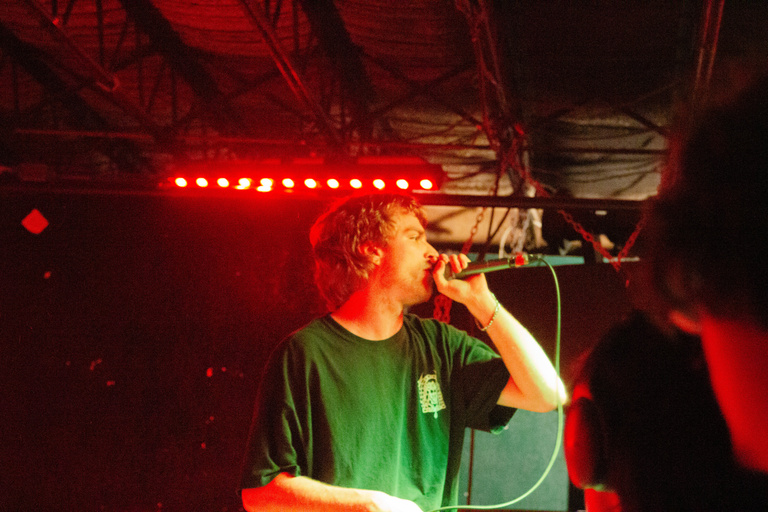 Lead singer of Lip Critic on stage