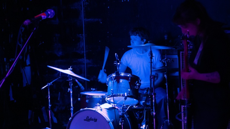 Golomb drummer on stage